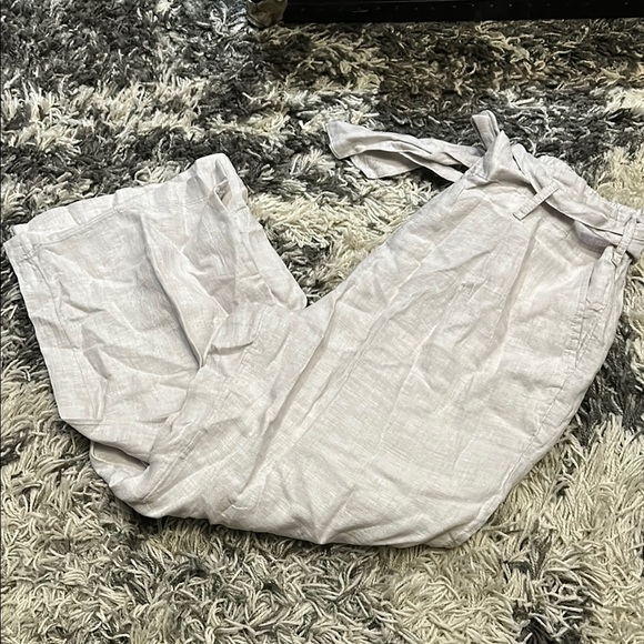 Nicole Miller Gray Wide Leg Linen Pants - Picture 1 of 6